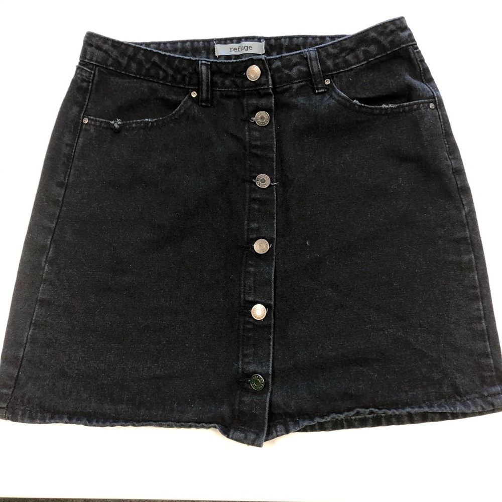 Black Denim Mini Skirt